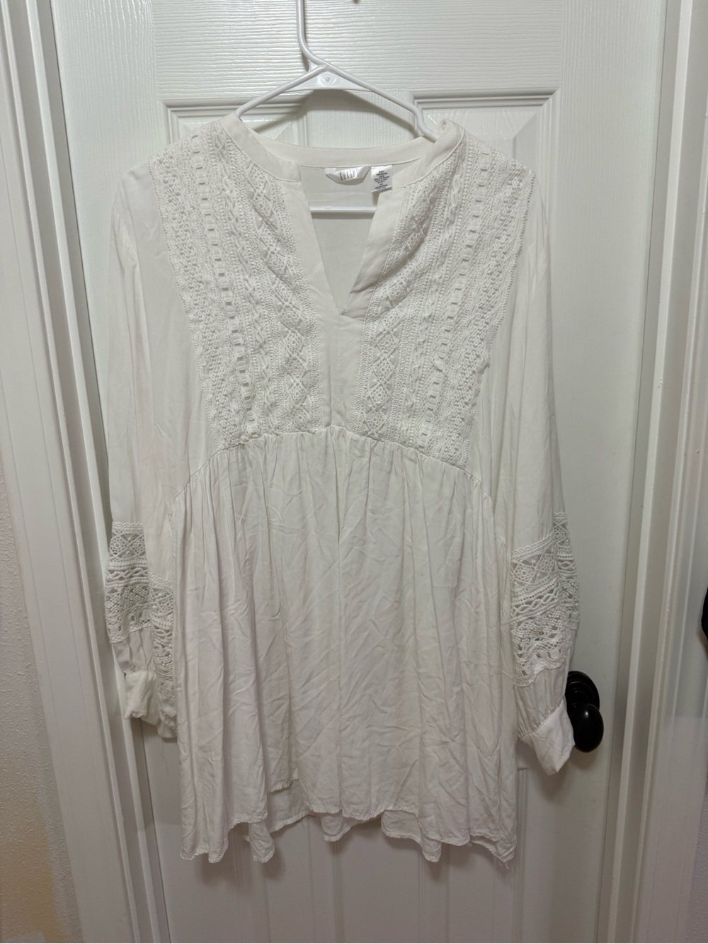 Kaktus Cream Lace Panel Peasant Tunic